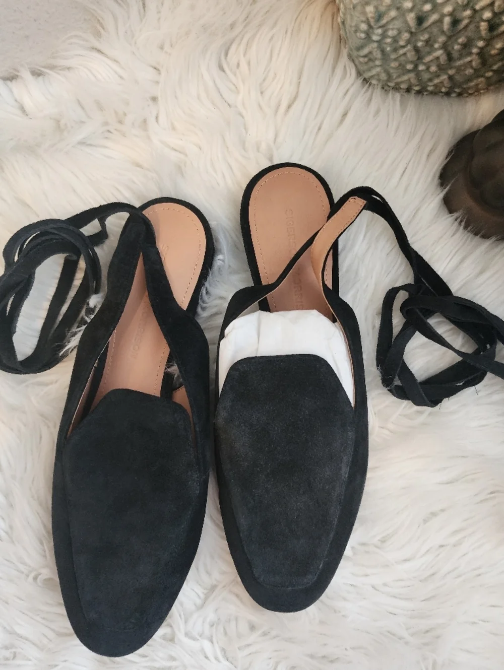 SIGERSON MORRISON LACE UP SUEDE LEATHER SQUARE TOE BLACK SHOES NWOT SIZE 7.5